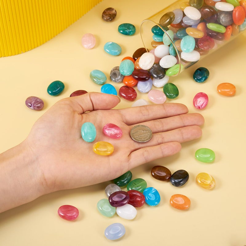 Craftdady Multi Colors Acrylic Oval Spacer Beads 15x19mm About 340Pcs Colorful Plastic Imitation Gemstone Plastic Loose Beads for Jewelry Making Hole: 2mm - Image 2